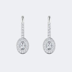 Pendientes de Halo con Diamantes Cultivados en Laboratorio, Corte Ovalado, 3.00CTW, Color E F, VVS2, Oro Blanco, Oro Rosa, Joyería para Fiestas, Venta al Por Mayor - Product Image 6