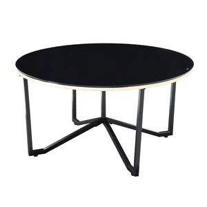 Set Moderno di 3 Tavolini da Caffè Rotondi con Piano in Vetro Temperato Nero e Struttura in Metallo per Arredamento Soggiorno - Product Image 3