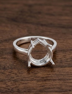 Base de Anillo de Plata de Ley 925 con Engaste de Pera de 7x9mm, Semimontura con Garras, Anillo en Blanco para DIY, Base para Anillo de Compromiso o Boda con Gema - Product Image 1