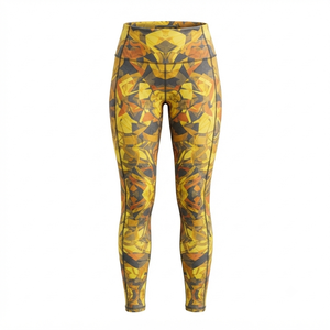 Leggings taille haute à imprimé géométrique pour femme, vêtements de sport, en spandex et polyester, tricoté extensible, sportif, toutes saisons - Product Image 2