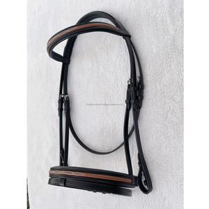 Brida de caballo de evento inglés de dos tonos de alta calidad, cuero cosido elegante, Hardware de acero inoxidable a juego, producto ecuestre - Product Image 4