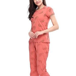 Women's 2-Piece Luxury Jersey Solid Front Logo High Quality Satin Cotton Short-Sleeved <b>Pajama</b> Set - Product Image 2