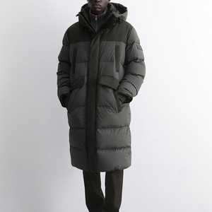 Veste matelassée en coton à capuche pour homme, coupe régulière, coupe-vent, camouflage, manteau d'hiver avec col montant, logo sur le devant, poches zippées - Product Image 2