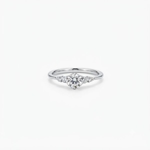 Anillo de Compromiso con Diamante Redondo Creado en Laboratorio, Color DEF, Claridad VS VVS, Anillo de Cinco Diamantes, Certificado IGI, Oro Sólido de 10K, 14K, 18K - Product Image 1