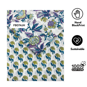 Textil Indio Artesanal de Jaipur con Estampado Floral en Algodón Puro, Ecológico, Lavable, Lujoso, Duradero y Suave para Comedor - Product Image 1