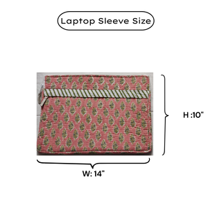Housse pour ordinateur portable artisanale matelassée de qualité supérieure de Jaipur, en coton, avec poches zippées, faite à la main, douce, durable, lavable, protection quotidienne pour ordinateur portable - Product Image 6