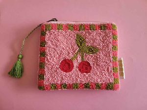 Handmade Classic Beaded Silor Moon Coin <b>Purse</b> Customizable Colors Sizes Letterpress Printed <b>Cute</b> Fruit Design Travel-Friendly - Product Image 3