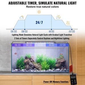 Lampada per Acquario a Spettro Completo 14W con Monitor LCD, Modalità RGB Naturale e Blu 24/7, Luminosità Regolabile, Timer per Vasche di Pesci, Supporto in Alluminio - Product Image 4