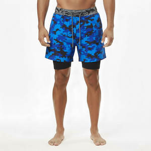 Custom logo Training Short 2 in 1 Lined Summer Double <b>Layer</b> Pockets Breathable Sports Workout Gym Mens Short - Product Image 2