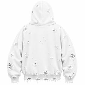 Sweat à capuche balaclava premium à fermeture éclair intégrale, coupe oversize, effet vieilli, en molleton de coton épais, style streetwear - Product Image 2
