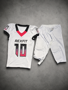 Conjunto de Uniforme de Fútbol Americano Unisex Rexfit, Pantalones y Camiseta con Estampado 3D Sublimado, Malla Transpirable, Cuello en V, Sin Mangas, Absorbe la Humedad - Product Image 3