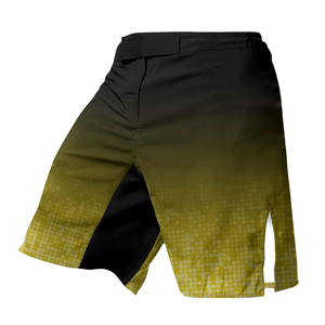 Shorts MMA pour hommes, dégradé jaune et noir, en polyester respirant, vêtements de sport de combat, coupe classique - Product Image 2