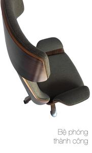 Chaise de bureau pivotante 5-HR Prime Choice ODM/OEM prête à l'emploi, avec revêtement arrière en tissu de haute qualité et façade en aluminium, inclinaison relaxante - Product Image 2