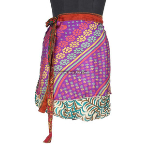 Indian Vintage Boho Magic Double Layer Mini <b>Skirt</b> Retro Hippie <b>Gypsy</b> Style Women's Beach Wrap In Plus Size Made Silky Fabric - Product Image 6