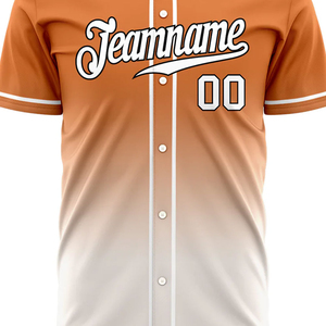 Camiseta de Béisbol Sublimada Personalizada para Hombre, Degradado Naranja, Nombre del Equipo 00, Manga Corta, Transpirable, Poliéster, Ropa Deportiva - Product Image 2