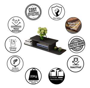 Support mural pour décodeur/boîtier TV, étagère murale pour la maison, pour l'installation d'enceintes et de routeurs Wi-Fi (Noir, Standard) - Product Image 3