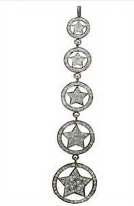 Pendentif Goutte d'Eau Vintage Cinq Étoiles pour Femme, Sertie de Diamants, en Argent Sterling 925 Plaqué Rhodium Noir, Taille 85MM, Idéal pour Mariage et Fiançailles - Product Image 1