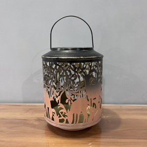 Farol de hierro con diseño de ciervo y árbol troquelado para decoración del hogar - Product Image 5