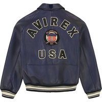 Veste bomber Avirex USA Edition Icon pour homme, veste de pilote américaine en cuir véritable, noire