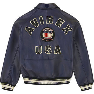 Chaqueta Bomber Avirex Edición USA para Hombre, Chaqueta de Vuelo Americana, Chaqueta de Cuero Genuino Negra - Product Image 2