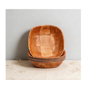 Bol carré en bois pour salade, assiette créative pour fruits et desserts, léger, grande taille, avec logo, en promotion - Product Image 2