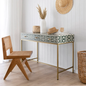 Mesa de Consola Blanca y Negra con Patrón Geométrico, Mesa de Entrada, Mueble Decorativo para el Pasillo, a Precio de Mayoreo - Product Image 1