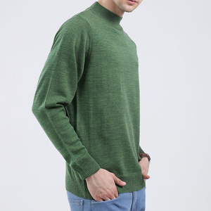 Suéter de Cuello Alto para Hombre, Tejido, Color Verde Sólido, Manga Larga, Otoño, 100% Acrílico, Grosor Estándar - Product Image 2