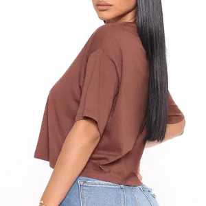 Latest Design Solid Blank Plain <b>Crop</b> <b>Top</b> Custom Women T Shirts / New Fashionable Ladies <b>Crop</b> <b>Top</b> Women's T Shirts for Sale - Product Image 3