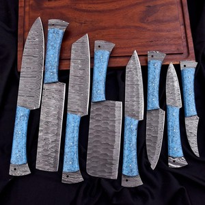 Juego de Cuchillos de Chef de Acero de Damasco con Mango de Resina, Ocho Piezas, Forjados a Mano, Personalizados, OEM, Cuchillos de Cocina Profesionales con Bolsa - Product Image 2