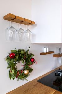 Wooden Wine Glass Holder <b>Wall</b> mounted Minimalist Design and Glass Organizer for Party, serving Use - Product Image 3