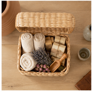 Handwoven Paper Rope <b>Storage</b> <b>Basket</b> <b>Rectangular</b> Organizer Bin Multifunctional Hamper for Home Office Decor - Product Image 4