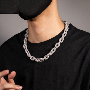 Chaîne de collier Hip Hop de haute qualité, maillons cubains, 16 mm, pavée de moissanite, grosse et lourde, style Iced Out Bling, chaîne Rolo pour hommes - Product Image 1