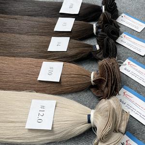 La mejor venta de extensiones de cabello de trama atadas a mano invisibles 100% cabello humano doble Remy sin desprendimiento sin enredos - Product Image 1