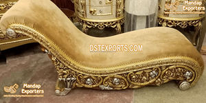 โซฟาไม้สักรอยัลพร้อมดีไซน์ถ่วงน้ำหนักเบาสีขาวทองหรูหรา - Product Image 6