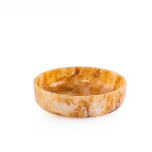 <b>Crystal</b> Finish Resin Pedestal Bowl with Matching Tray and Designer Saucers for Modern Elegant Dining - Product Image 4