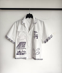 เสื้อเชิ้ตแขนสั้นผ้าแคนวาสลำลองสำหรับฤดูร้อนแบบยูนิเซ็กซ์ พิมพ์ลายตามสั่ง ราคาขายส่ง พร้อมปกเสื้อพับได้สำหรับผู้ชาย - Product Image 3