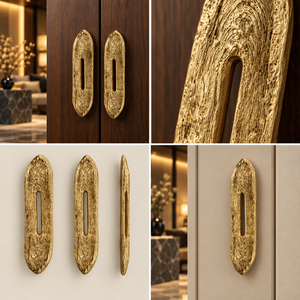 Pomo Decorativo Ovalado Texturizado con Acabado Dorado para Puerta, Herraje Decorativo para Muebles de Interiores de Lujo - Product Image 6