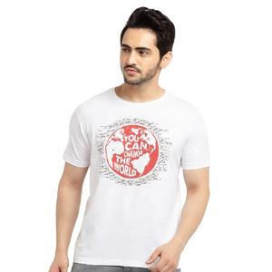 Camisetas de hombre de la mejor calidad 100% algodón puro tendencia sostenible cuello redondo contraste Trim manga corta Casual impreso camiseta - Product Image 2