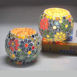 Mosaic Glass Tea Light Candle <b>Holder</b> Bowl Decorative Votive <b>Tealight</b> <b>Holder</b> for Home Wedding Table Decor - Product Image 4