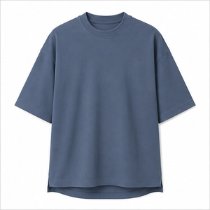 T-shirt Homme Oversize à Manches Courtes et Col Rond en Interlock Bleu Ardoise Personnalisé MTS-OVR-0010 - Product Image 1