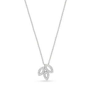 Collier pendentif minimaliste en diamant, argent 925 plaqué rhodium, chaîne maille forçat, forme végétale, usage quotidien, unisexe - Product Image 1