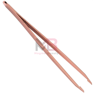 Pinzas de Cejas de Acero Inoxidable de Calidad Profesional, Personalizadas, Chapadas en Oro Rosa con Puntas Inclinadas para Uso Estético de Lujo - Product Image 3