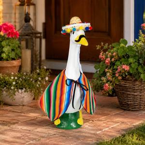 Déguisement de canard de porche, Costume de Fiesta Mexicaine, Cape Serape Colorée, Sombrero, Moustache, Décoration de Jardin - Product Image 1