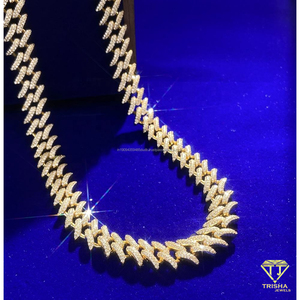 925 <b>Sterling</b> <b>Silver</b> Cuban Link <b>Chain</b> Moissanite Diamond Gold Tone Luxury Hip Hop Jewelry For Trendy <b>Men</b> And Women - Product Image 3