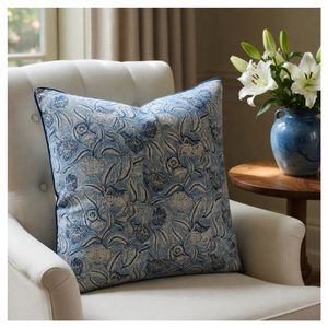 Housse de coussin décorative à imprimé floral, 50x50 cm, carrée, en lin et coton, lavable, à prix avantageux - Product Image 1