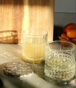 Juego de 4 posavasos redondos de nácar natural, juego de posavasos de mosaico de concha para bar, tazas de café, venta al por mayor - Product Image 5