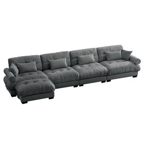 Divano Moderno a L in Velluto, Convertibile, Profondo, 4 Posti, Modulare, Comodo, Imbottito, Angolare per Soggiorno - Product Image 6
