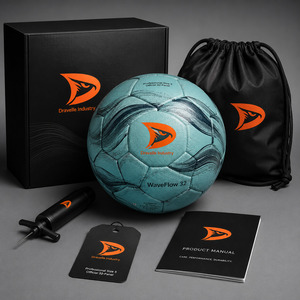 Fabricant de ballons de football en PU à motif personnalisé OEM, design vague d'eau, cousu à la main, taille 5, impression graphique, fournisseur pour matchs et entraînements - Product Image 5
