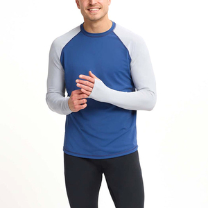 Haut de sport pour homme à manches longues, compression, bicolore, manches raglan, avec trous pour les pouces - Product Image 1