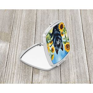 Schipperke Sunflowers Compact Travel <b>Makeup</b> <b>Mirror</b> Handheld Folding Pocket Decorative <b>Mirror</b> <b>for</b> Women and Girls Gift - Product Image 2